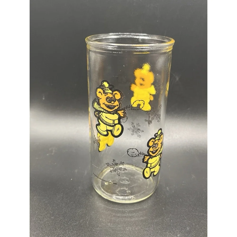 VTG Muppet Babies Fozzie Bear Glass‎ Cup Jim Henson Snowflake Muppets 1989